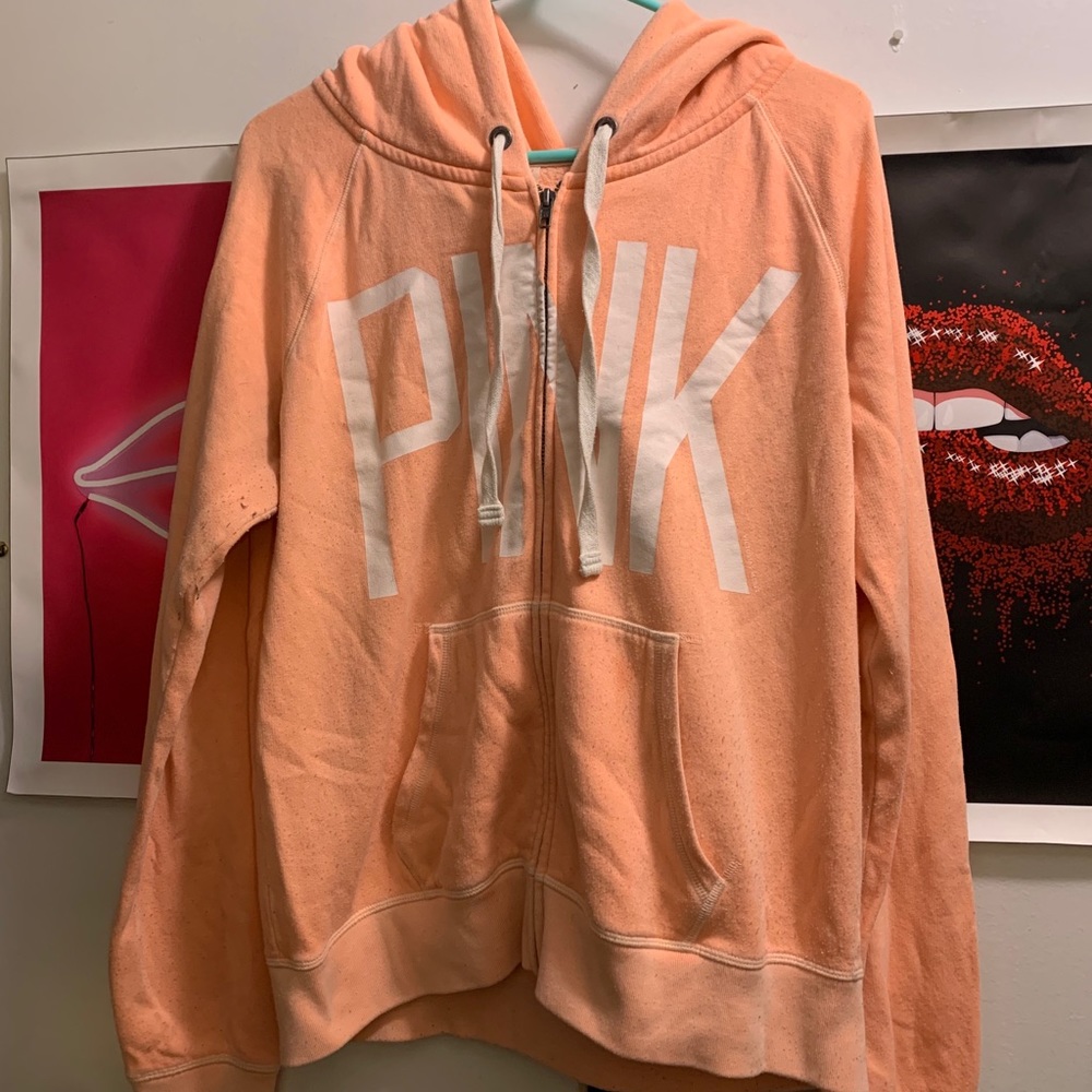 Large PINK zip up pastel orange 🌸